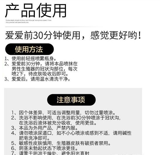 谁有激夫延时喷剂说明书啊？